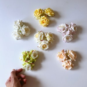 Artificial silk roses mini flowers Tiny roses faux flower Little flowers Small roses baby pink rose Doll house millinery diy flower clip