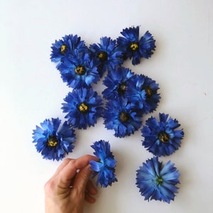 Navy Blue Centaurea Flower Heads: Artificial Bachelor Buttons, 8cm (12 Pieces)