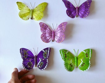 Artificial butterflies with knobs, Real looking butterfly, Feather butterfly 3D, nursery decor, flower crown, millinery, faux butterflies