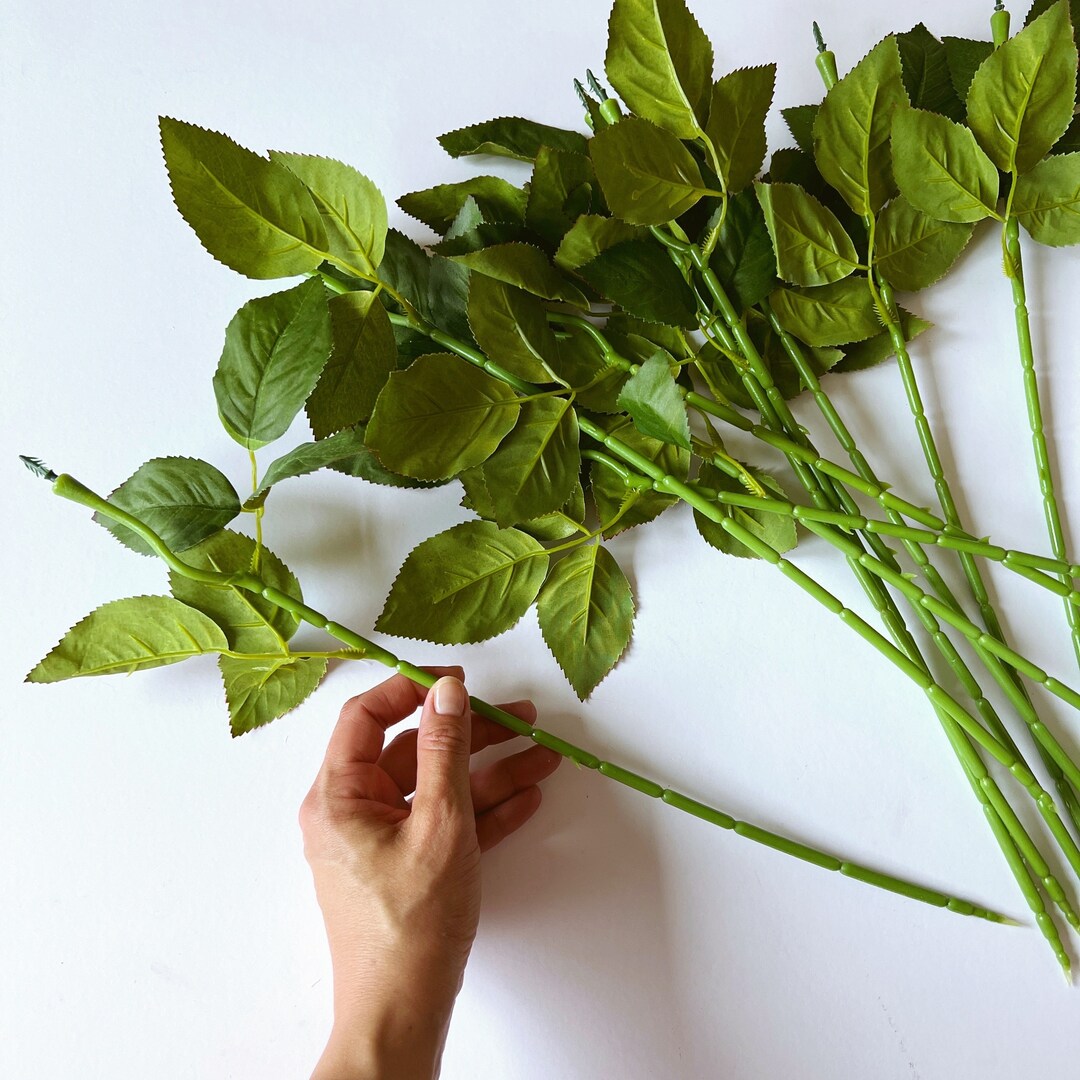 Artificial Flower Wire Stems With Leaves 44 Cm Stem for Etsy