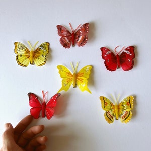 Feather Butterfly with Clip: Cake Topper, Millinery Decor (7cm)