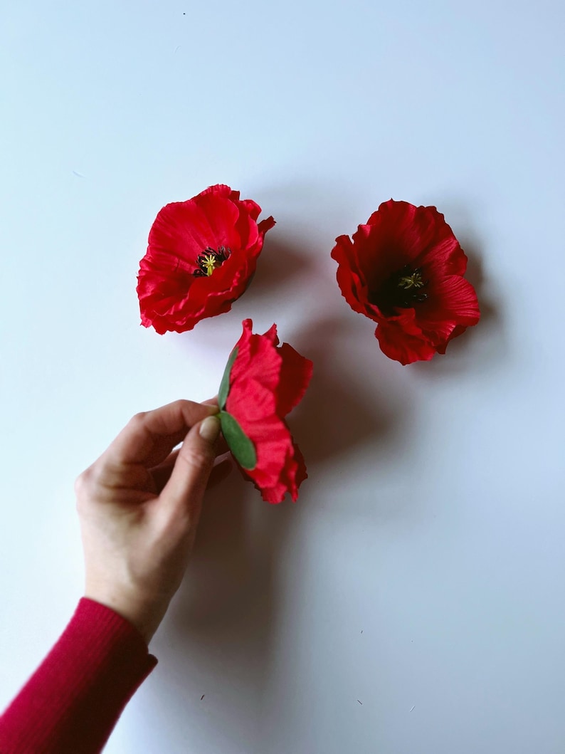 Red Poppy Head Artificial Silk Flower Millinery Flowers (12cm/5in) - Etsy