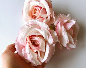 Vintage Pink Silk Rose Heads: DIY Floral Arrangement Supplies (Set of 3)