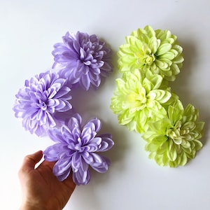 Dahlia flower heads Silk blend flowers Artificial Colorful bright flower Holi flowers Summer Festival outfit idea flowers for hair green