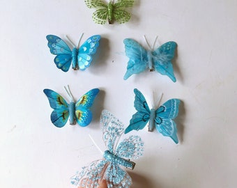 Artificial butterflies with pins, Real looking butterfly, Feather butterfly 3D, nursery decor, flower crown