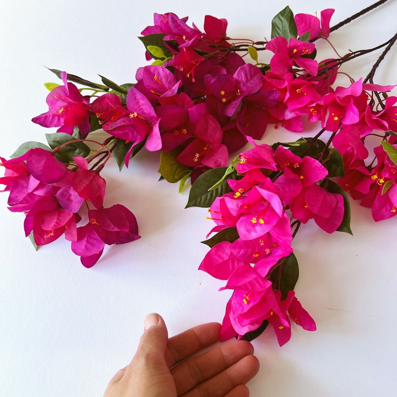 Bougainvilliers en soie artificielle, tige de fleur en papier artificielle, fleurs artificielles, petit bougainvillier glabra, fleurs de mariage colorées, 78 cm image 2