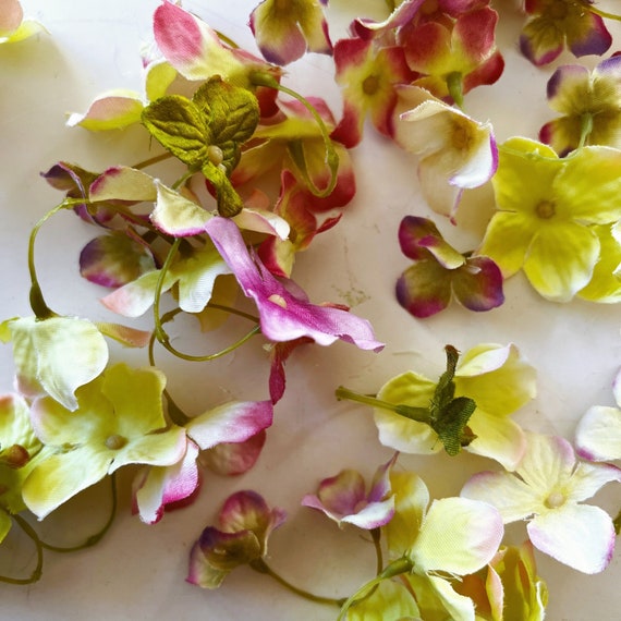 Racimos de hortensias artificiales, Verde claro, Flores