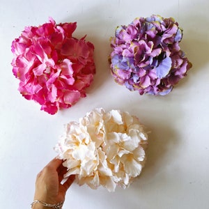 Silk Hydrangea Flower Head: Summer Bouquet Filler, Wedding Floral Decor (8 inch)