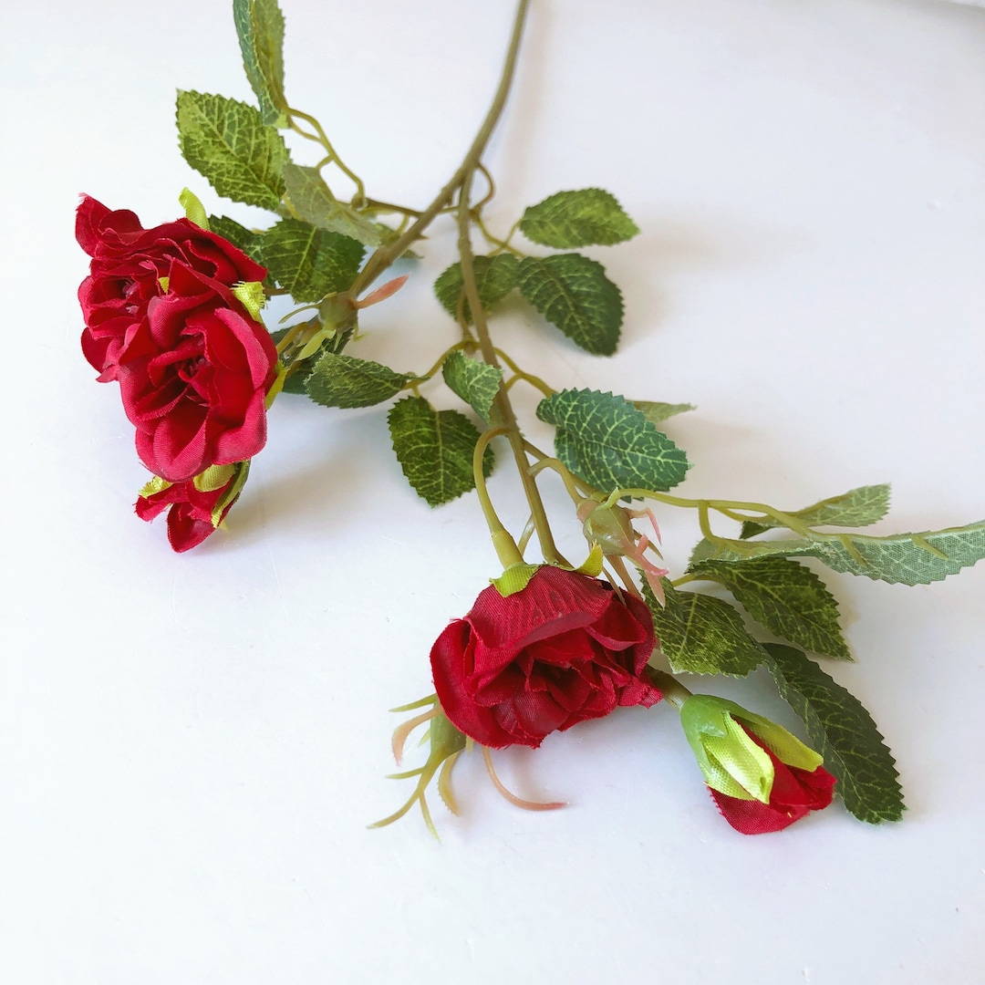 1 Piece of Red Silk Rose Stem Artificial Roses Red Rose Head Etsy UK