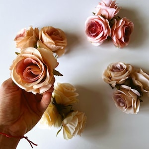 Artificial mini rose heads vintage inspired Faux flower head set tiny flower rose small baby pink rose Mini colorful flowers arrangements