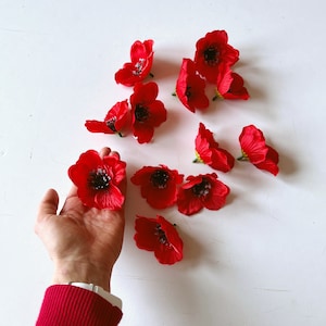 12 papaveri rossi Fiori artificiali Fiori selvatici Fiori di campagna Fiori rustici per matrimonio Fiori di prato Papaveri Fiori del toro Fiori per matrimonio