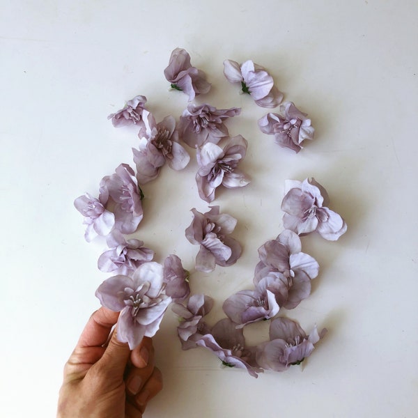 Lavender color silk delphinium flower bunch, Artificial flowers, Faux flowers, Spring decor, Millinery, Flower crown, Tiny little flowers