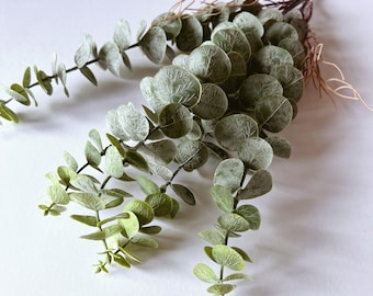 Frosted Green Eucalyptus Bouquet Faux Greenery Arrangement, 20" Spring home decor d iy