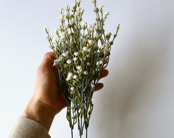 Petites fleurs de remplissage aspect givré, fleurs artificielles, fleurs artificielles, petites fleurs de remplissage, fleurs sauvages blanches à faire soi-même, fleurs de campagne 28 cm