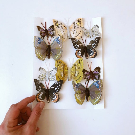 6 4cm Real Feather Butterflies Butterflys On Clip Cakes Crafts