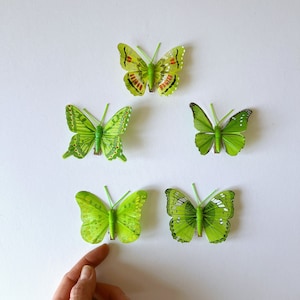 Green Feather Butterfly with Pin: Cake & Floral Decor