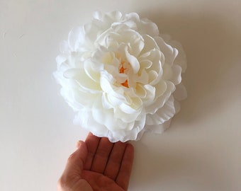 1 Piece Silk Huge White Peony Head, Artificial peonies, Large peony head, 16 cm / 6.3'' diameter, Artificial flowers, Faux flowers