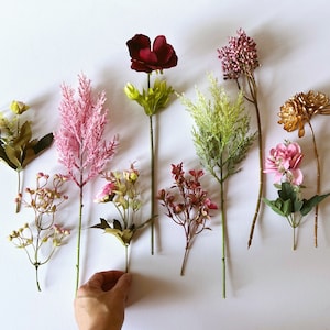 Fiori artificiali centrotavola di fiori bordeaux decorazioni fai da te con fiori Disposizione artificiale Bouquet da sposa crea la tua corona di fiori
