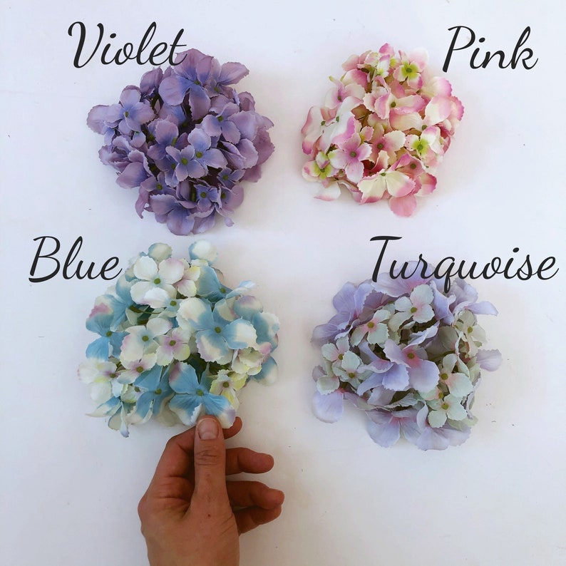 Silk hydrangea, Black, Grey, Pink, Beige or Blue, Artificial blooming flowers, Small flowers, Hydrangeas, Faux flowers, Flower crowns image 3