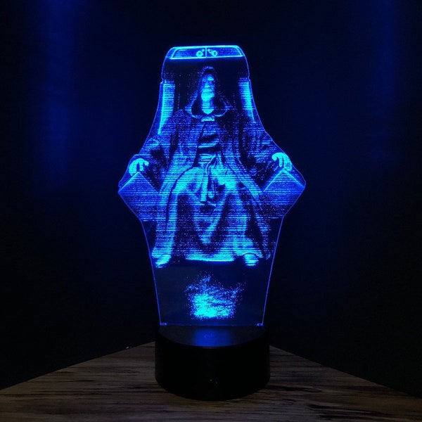 Emperor Palpatine Darth Sidious Throne Room Hologram, LED Edge Lit Acrylic Light Multi Color w/ Remote, Star Wars Gift, 3D Night Light Lamp