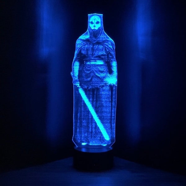 Darth Nihilus Hologram, KOTOR, The Old Republic Sith Lord, Edge Lit Acrylic, Multi Color w/ Remote, Star Wars Gift, 3D Night Light Desk Lamp