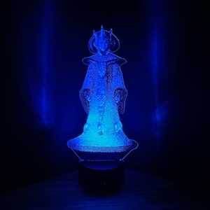 Queen Amidala Hologram, Edge Lit Acrylic LED Light with Remote, Night Light, Star Wars Gift, 3D Night Light Desk Lamp
