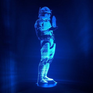 Commander Cody "Order 66" Hologram, Edge Lit Acrylic LED Light with Remote Control, Star Wars Gift, Night Light Desk Lamp