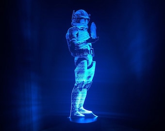 Commander Cody "Order 66" Hologram, Edge Lit Acrylic LED Light with Remote Control, Star Wars Gift, Night Light Desk Lamp