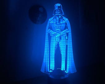 Darth Vader Hologram, Sith Lord, Edge Lit Acrylic LED Light with Remote Control, Star Wars Gift, Night Light Desk Lamp