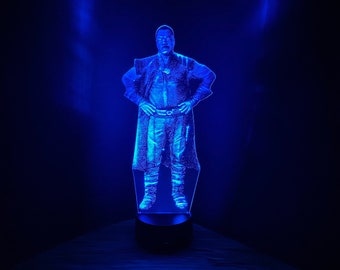 Greef Karga Hologram, Mandalorian Edge Lit Acrylic Light Multi Color with Remote Star Wars Gift