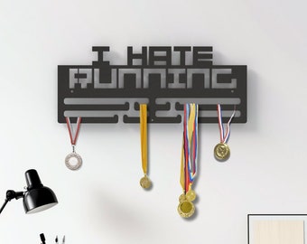 Medal Display, Running Medal Holder, I HATE RUNNING Medal Hanger, Race Medal Display, Runner Gift, Gift for Girl Runner, Long Distance Run