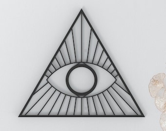 Boho Eye in a Triangle - Geometric Evil Eye - Hanging Wall Art - Boho Decor