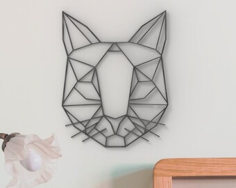 Geometric Cat Sculpture 3D - Hanging Wall Art - Cat wall decor - Cat lover gift - Cat Sign - Crazy cat lady - Kitten Wall Art Cat Sculpture