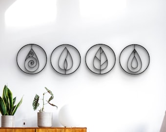 Four Elements - Fire, Water, Air, Earth decor - Hanging Wall Art - Scandinavian Style Hygge - Home Wall Decor - Home Decor - 4 Elements