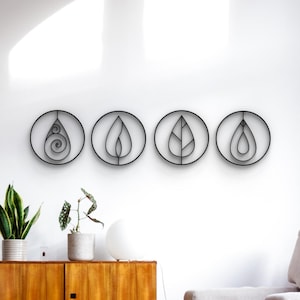 Four Elements - Fire, Water, Air, Earth decor - Hanging Wall Art - Scandinavian Style Hygge - Home Wall Decor - Home Decor - 4 Elements
