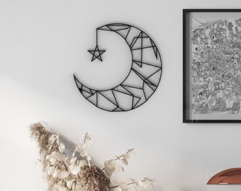 Crescent Moon Wall Art, Geometric Moon Decor, Moon Child, Moon Wall Decor, Boho Art, Boho Decor, Ramadan decor