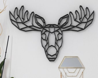 Geometric Moose Sculpture 3D - Hanging Wall Art - Figure Wall Decor - Scandinavian Style Hygge - Home Decor - Animal Decor - Kids Room