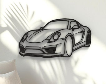 Porsche 911 - Hanging Wall Art, Porsche 911 Wall Decor, Sports Car Wall Art, 2-Piece Wood Wall Hanging, Porsche Car Art, Bedroom Wall Decor