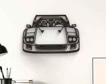 Ferrari F40 - Hanging Wall Art, Front View Car Wall Decor, Ferrari Sports Car Art, Classic Ferrari Wall Art, Ferrari Car Hanging