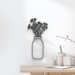 Flores de jarrón colgando arte de la pared, flores de amapola, arte de la pared de la cocina, decoración de la maceta, decoración del mercado de flores, decoración floral