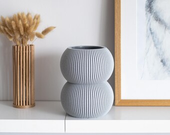 OPHELIA Grey-White Vase - Bio-Plastic Vase with Glass Tube