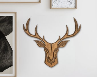 Wooden Deer Head - Hanging Wall Art