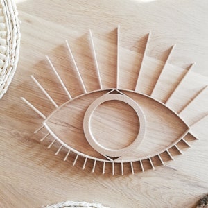 Wooden Boho Eye - Geometric Evil Eye - Sculpture 3D - Hanging Wall Art - Figure Wall Decor - Scandinavian Style Hygge - Boho Decor