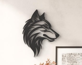 Wolf Head Side - Hanging Wall Art - Wolf Wall Decor - Wolf head - Wolf Statue - Wire Sculpture - Wolf Figurine - Animal Decor - Kids Room