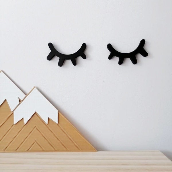 Sleepy Eyes Wall Decor - Eyelashes decor - Set of 2 - Nursery decor - Sleepy Eyes sign - sleepy lashes - Closed Eyes - Kids bedroom