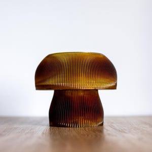 Retro Mushroom Lamp "Smoky Amber", Battery-Powered Mid Century Table Lamp, 70s Style Mushroom Light, Small Nightstand Lamp image 3