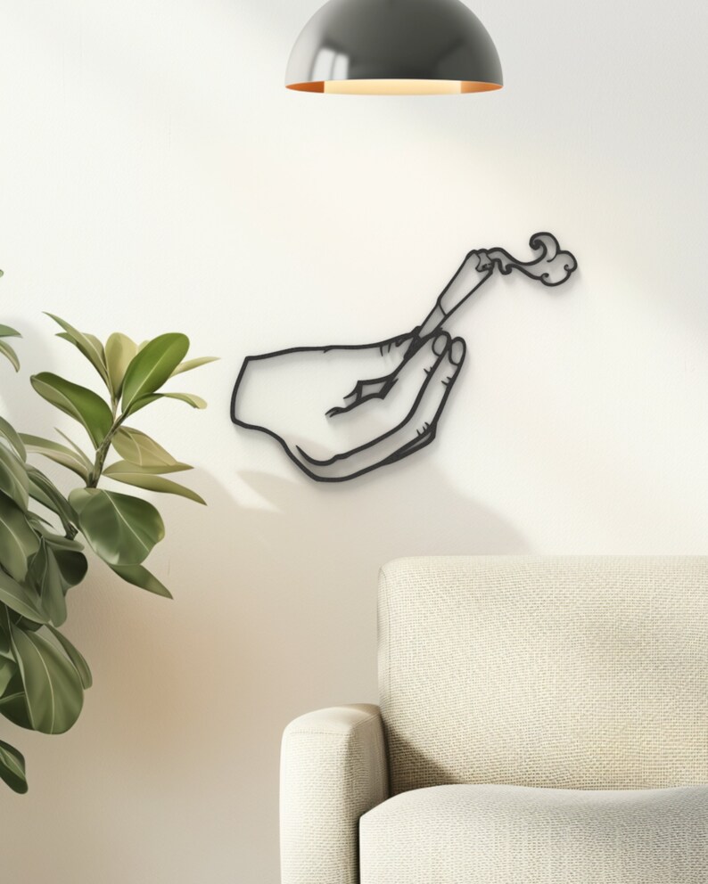 Trippy Wall Art, Hippie Room Decor, Hanging Wall Art, Stoner Gifts, Hand With Joint, Weed Art image 3