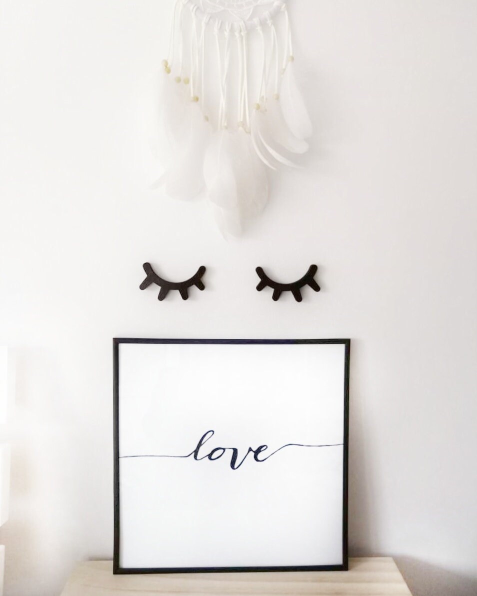 Sleepy Eyes Wall Decor Eyelashes Decor Set of 2 Nursery Etsy