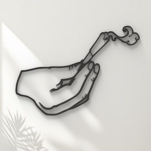 Trippy Wall Art, Hippie Room Decor, Hanging Wall Art, Stoner Gifts, Hand With Joint, Weed Art image 4