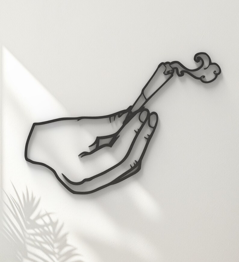 Trippy Wall Art, Hippie Room Decor, Hanging Wall Art, Stoner Gifts, Hand With Joint, Weed Art image 4